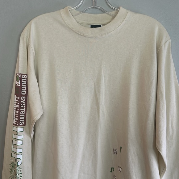 HUF men NWOT tan Sound Systems long sleeve skateboard tshirt - Picture 4 of 12